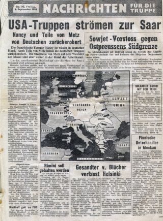 Forces News, dropped by the Allies for the German troops in Europe