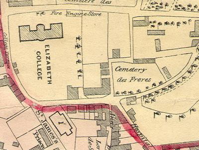 Detail from 1843 map of St Peter Port, Priaulx Library Collection