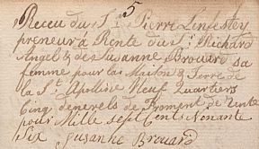 From the rent book of Jean Lenfestey, son of Pierre de la Sainte Appoline, recently donated