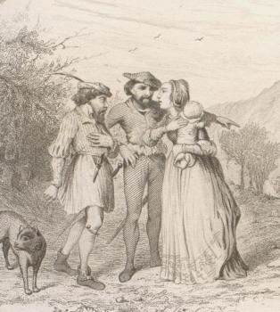 Cantique de Genevieve de Brabant, illustration from Chants et chansons populaires de la France, Paris, Garnier Freres 1854, Priaulx LIbrary Collection