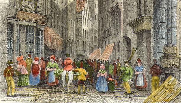 Detail from print, High Street in the 1830s, Priaulx Library Collection