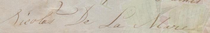 Nicolas de la Mare signature, 1806, Priaulx Library Collection