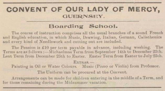 Advertisment from Aubrey's Business Directory 1913, Priaulx Library Collection