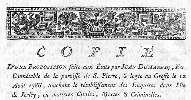 Frontispiece of Dumaresq's Proposal, Priaulx Library Collection