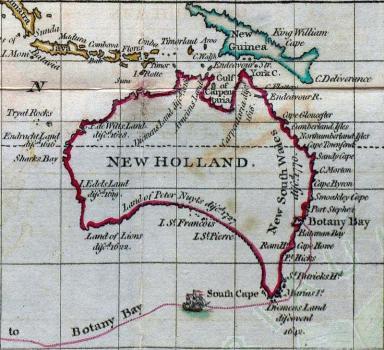 Detail from the map of the route to New Holland in Eden's 'History' in the Library Collection