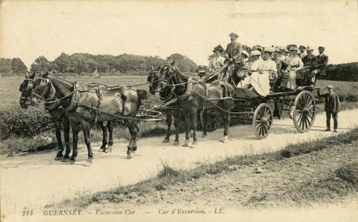 Charabanc outing Guernsey postcard from Priaulx Library Collection