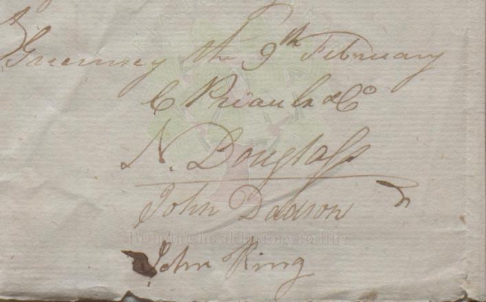 Carteret Priaulx & Co letter 1798 Priaulx Library Collection