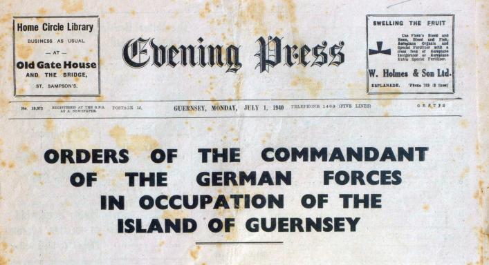 Guernsey Evening Press, July 1940, Priaulx Library, Guernsey