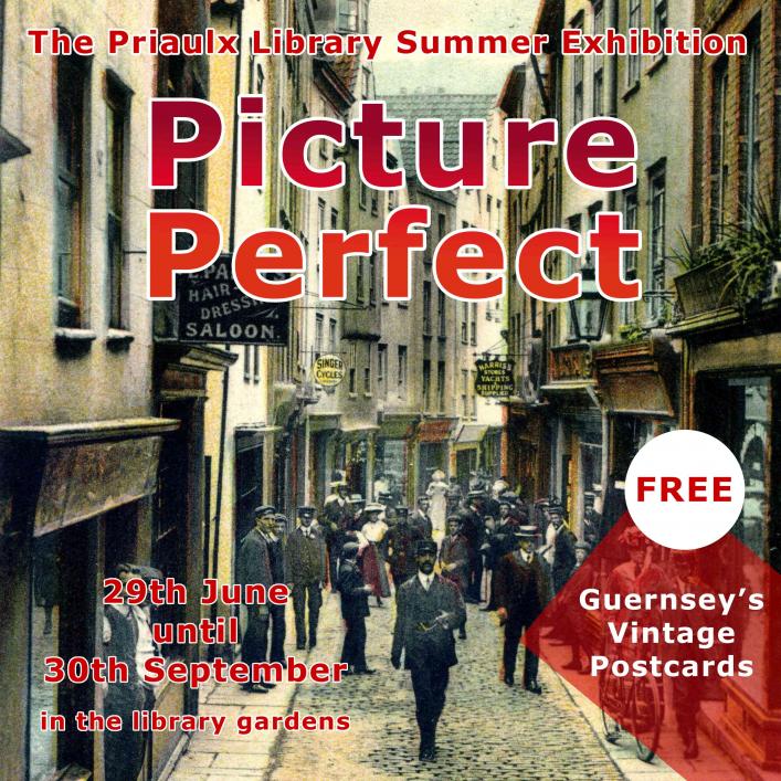 Poster for Priaulx Library summer exhibition 'Picture Perfect' 2023