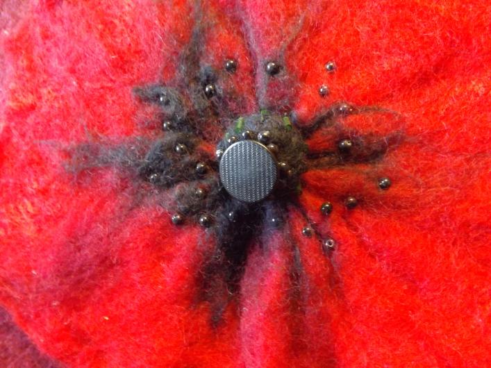 Photograph by Olwyn Shorey, felted poppy