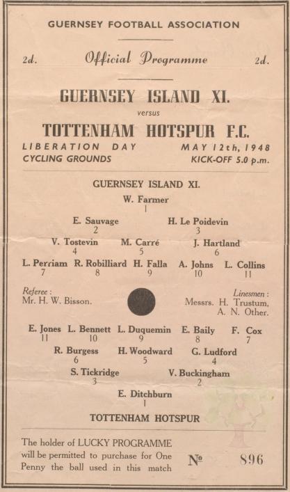 Spurs program 1948, Priaulx Library collection