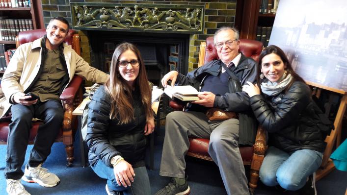Alejandro de Vic Tupper and his family at the Priaulx Library, Guernsey, September 9 2019