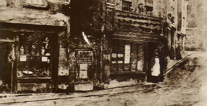 Detail of a photograph of Fountain Street c. 1870 from the Priaulx Library Collection
