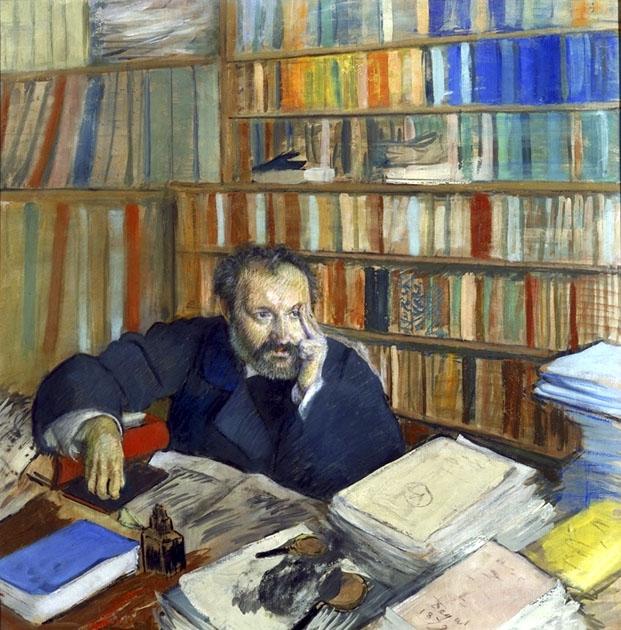 Edmond Duranty with books and papers by Degas, Burrell Collection
