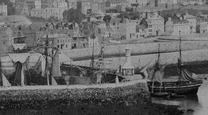 St Peter Port harbour in 1857, detail, Garnier, Priaulx Library Collection