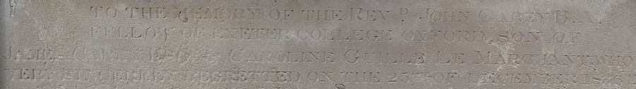 Memorial inscription from Castel Chrush, C Guille La Marchant and John Carey