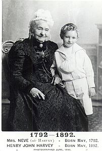 Mrs Neve with her great-nephew, born 100 years apart