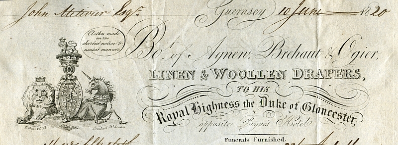 Detail of receipt Agnew Brehaut Ogier Priaulx Library Collection